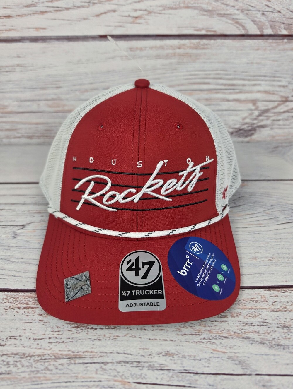NEW Houston Rockets NBA '47 Brand Script Trucker Rope Adjustable Snapback Mesh - Picture 3 of 7